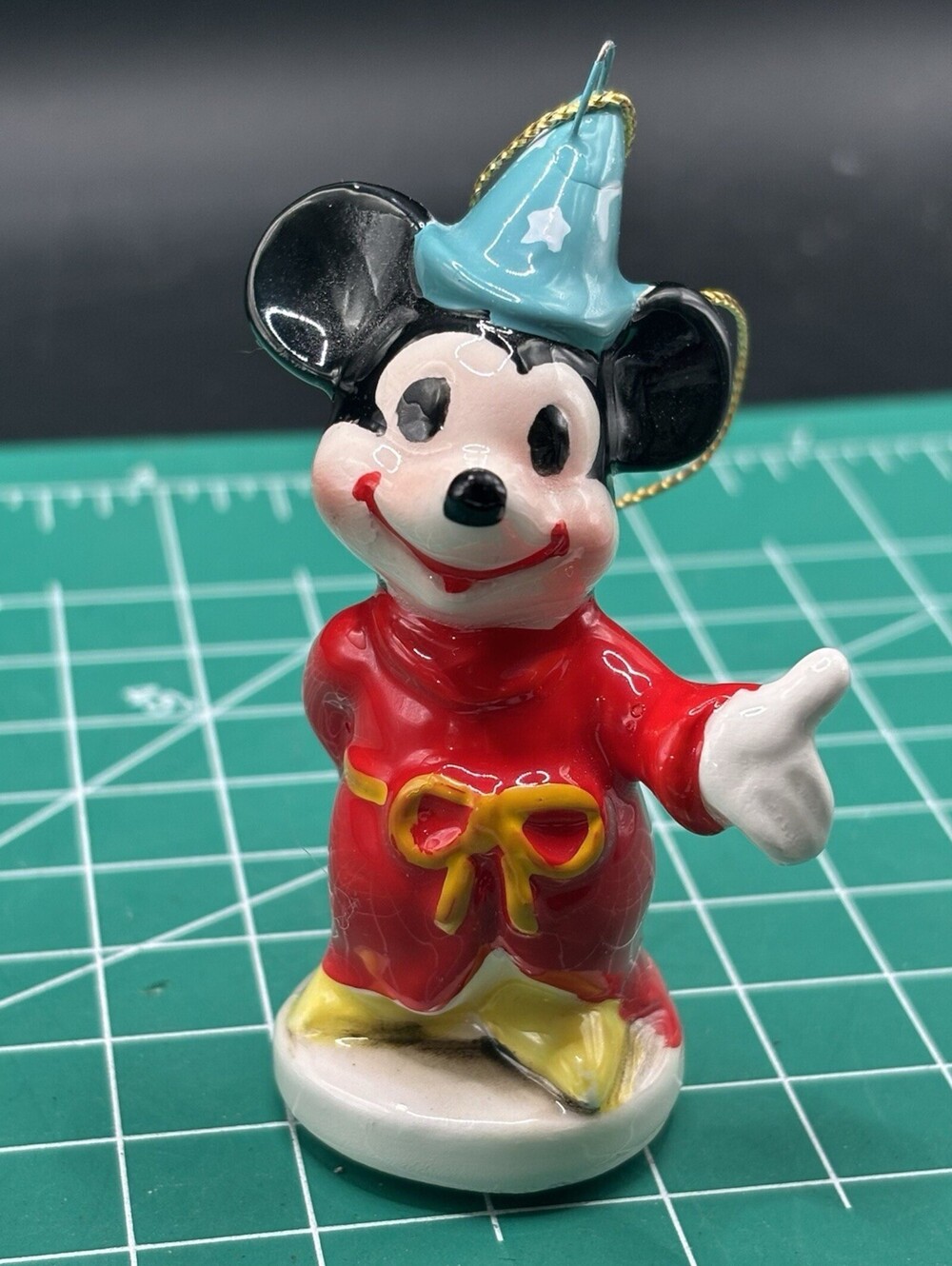 VTG Mickey Mouse Sorcerer Ceramic Christmas Ornament WD Productions Japan
